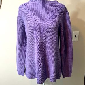Talbots Purple Cable Front Sweater